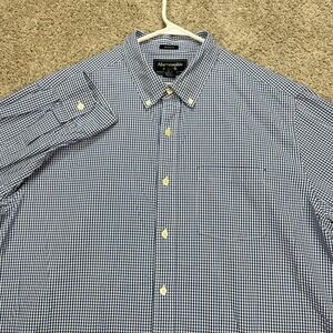 Abercrombie Fitch Mens XL Muscle Fit Blue Gingham Button Down Shirt Long Sleeve